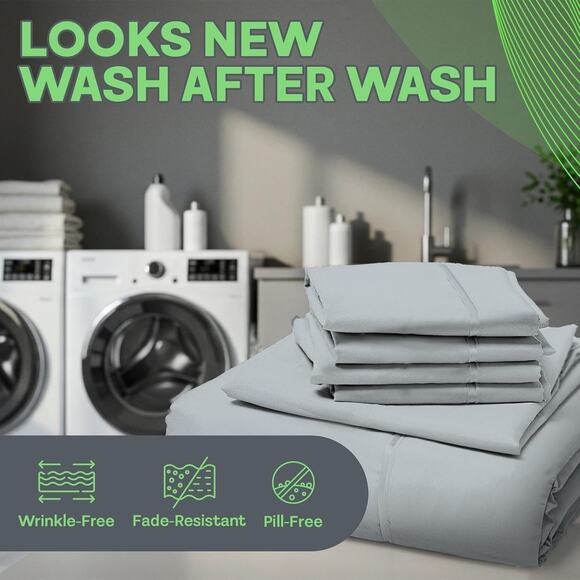 Sacred Thread Enhanced Bamboo Queen Deep Pocket 6 Piece Sheet Set - Picture 8 of 10